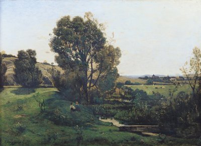 モンセルシュルセーヌからの眺め、1868年頃 作： Henri Joseph Harpignies