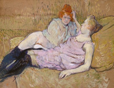 ソファ、c.1894-96（段ボールに油彩） 作： Henri de Toulouse Lautrec