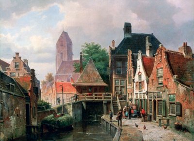 Oudewater、c1867のビュー 作： Hermanus Koekkoek