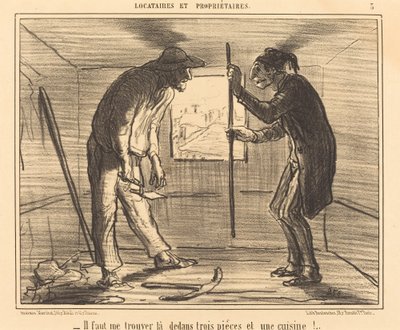 あなたは私を見つけなければならない... 3つの部屋... 作： Honoré Daumier