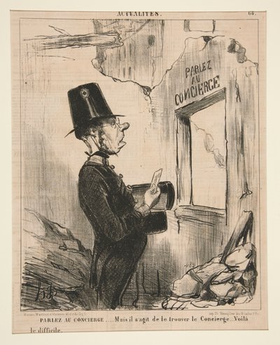 用務員に話しかける 作： Honoré Daumier