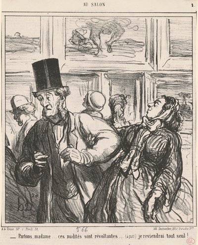 話しましょう、マダム...これらのヌードは不快です... 作： Honoré Daumier