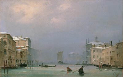 雪と氷の大運河、1849年 作： Ippolito Caffi