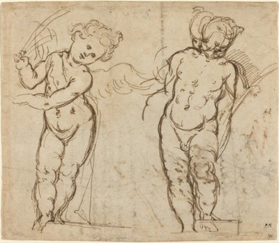 Two Standing Putti [レクト] 作： Italian 17th Century