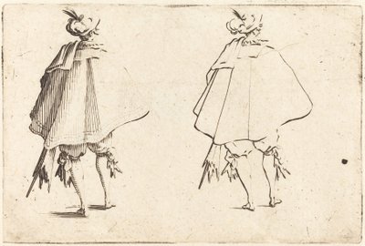 後ろから見た大きなマントの紳士 作： Jacques Callot