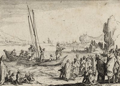 イエス、海で説教、1635 作： Jacques Callot