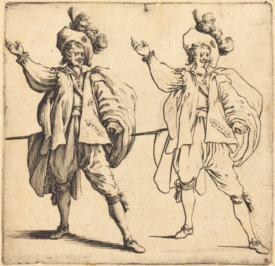 大きな羽毛を持つ将校、正面図 作： Jacques Callot