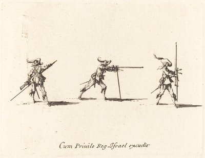 マスケット銃で射撃位置を取る 作： Jacques Callot