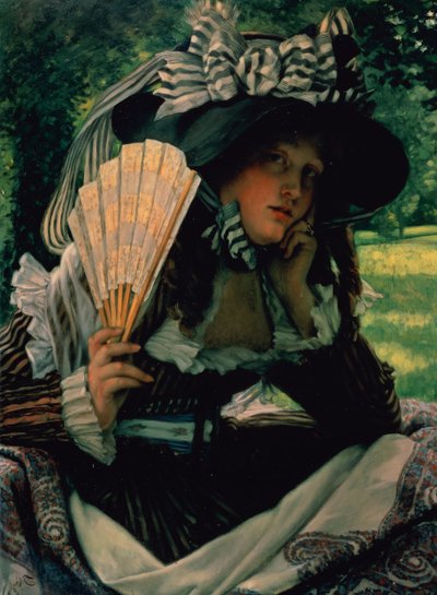 ファンを持つ少女c.1870-71 作： James Jacques Joseph Tissot