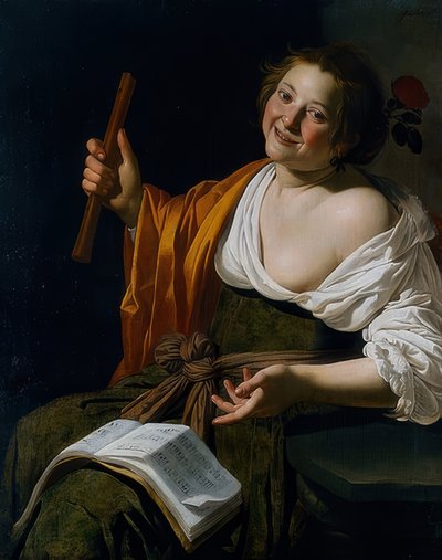 フルートを持つ少女。 1630年頃 作： Jan van Bijlert