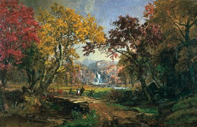 橋の上のカップル、1876 作： Jasper Francis Cropsey