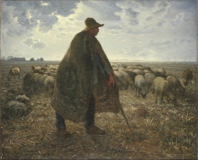 彼の群れを傾向がある羊飼い 作： Jean Francois Millet