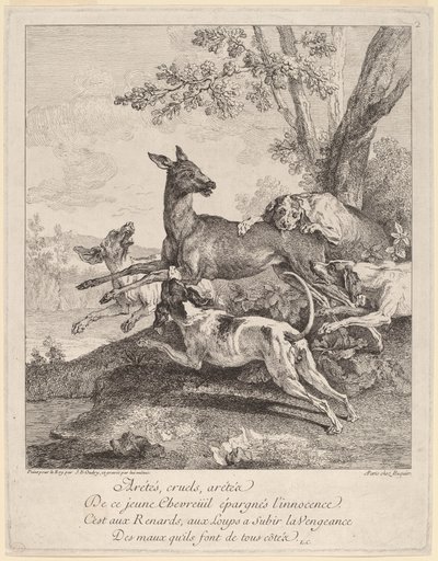 犬に襲われるシカ 作： Jean Baptiste Oudry