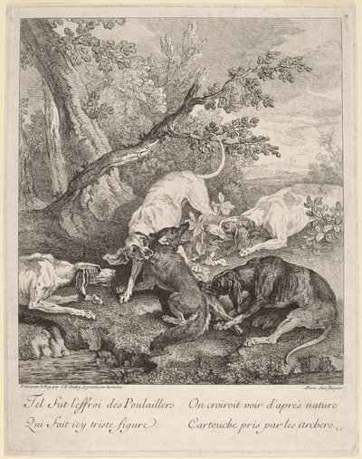 犬に襲われるキツネ 作： Jean Baptiste Oudry