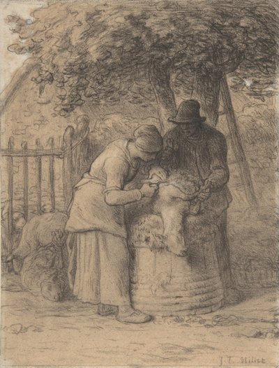 木の下での羊の鳴き声 1854年頃 作： Jean Francois Millet