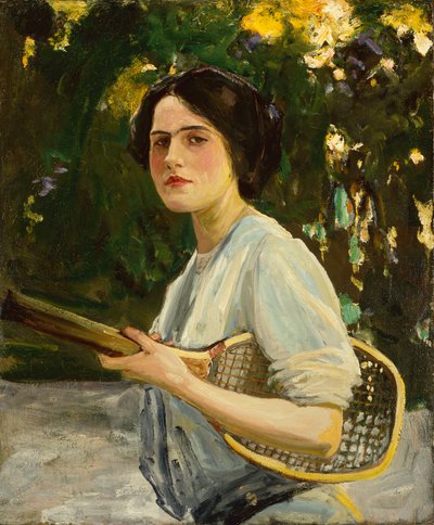 テニスラケットを持つアイリーン・ラヴェリー 作： John Lavery