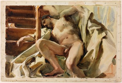 横たわる男性ヌードの習作 作： John Singer Sargent