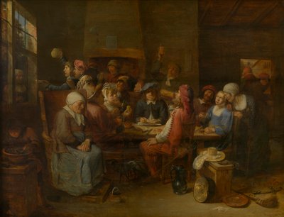 Flemish Tavern (パネルに油彩) 作： Joos van Craesbeeck