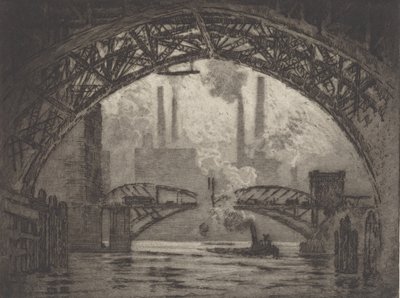 Under the Bridges』（シカゴ、1910年）。 作： Joseph Pennell