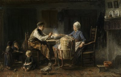 質素な食事（キャンバスに油彩） 作： Jozef (1824 1911) Israels