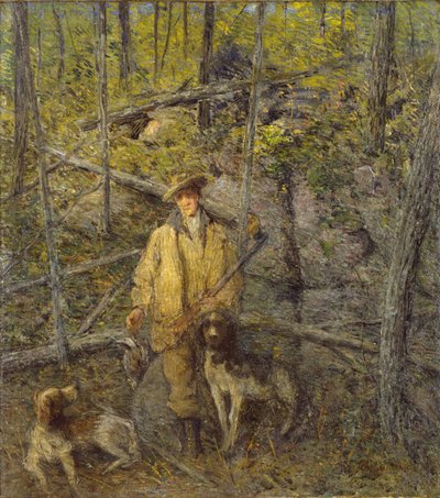 ハンターと犬、1912年。 作： Julian Alden Weir