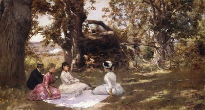 木の下でのピクニック、1896 作： Julius Leblanc Stewart