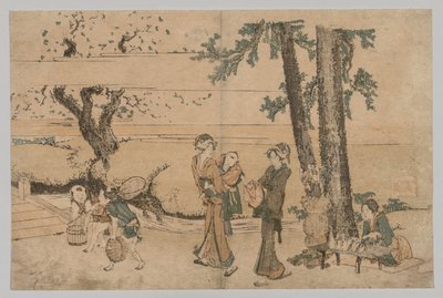 小川の近くの人物のグループ、1760〜1849年。 作： Katsushika Hokusai