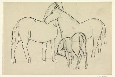 2 頭の馬と子馬 作： Leo Gestel