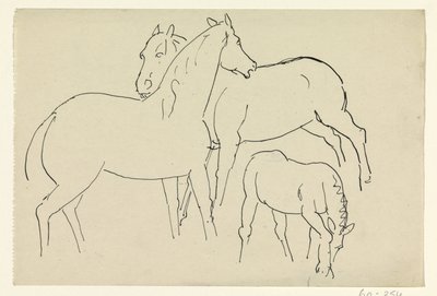 2 頭の馬と子馬 作： Leo Gestel