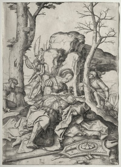 サムソンとデリラ、c。 1507。 作： Lucas van Leyden