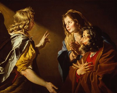 サムソンの誕生の発表、c。 1630-1631。 作： Matthias Stomer