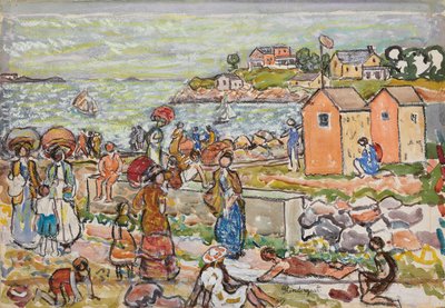 1919年頃の入浴者とベビーカー 作： Maurice Brazil Prendergast