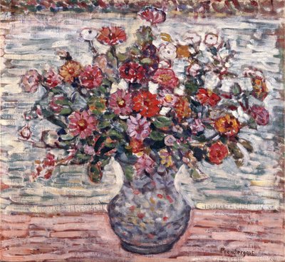 花瓶の花、1910-13年頃 作： Maurice Brazil Prendergast