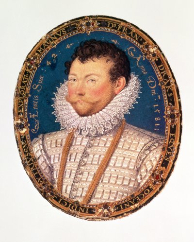 フランシスドレイク卿、1581年 作： Nicholas Hilliard