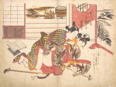 寝室のシーン、カリフォルニア州。 1739年頃。 1739年。 作： Okumura Masanobu