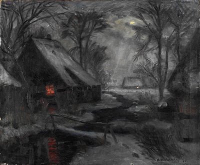 フィッシャーフーデの冬の夜 作： Otto Modersohn