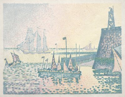 夕方、フリシンゲンの桟橋 作： Paul Signac