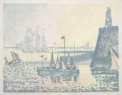 夕方、Vlissingenの桟橋 作： Paul Signac