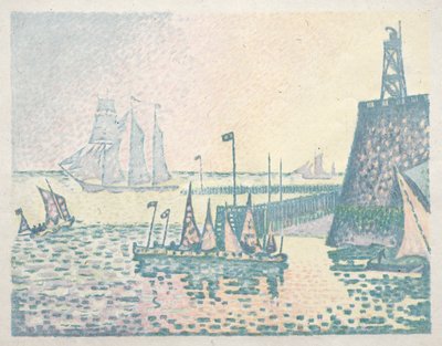 夜、ヴリシンゲンの桟橋、1898年。 作： Paul Signac