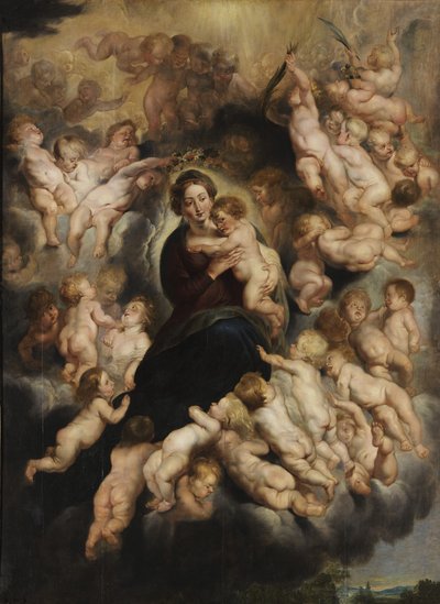 マリアと天使の花輪の子供 作： Peter Paul Rubens