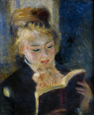 読書灯を読む女の子 作： Pierre Auguste Renoir