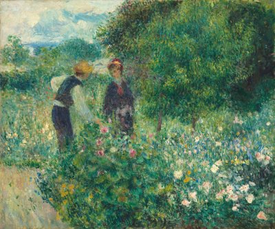 花を摘む、1875年。 作： Pierre Auguste Renoir