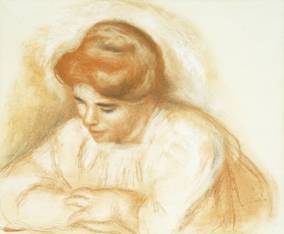 傾いた若い女性;若い女性アコーディー、 作： Pierre Auguste Renoir