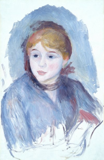 青い服の若い娘」1882年頃 作： Pierre Auguste Renoir