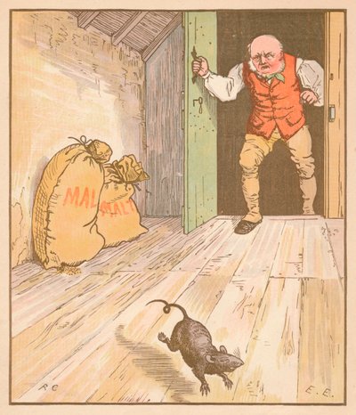 ラットは麦芽を食べた...、c1878。 作： Randolph Caldecott