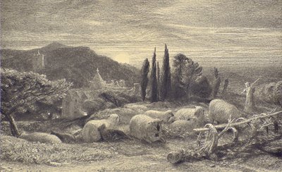 ライジングムーン、1857年頃（エッチング） 作： Samuel Palmer