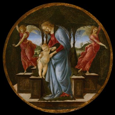 二人の天使を持つ聖母子、148595。 作： Sandro Botticelli