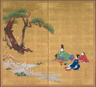 1800年代後半の桜を見るなりひら 作： Shibata Zeshin