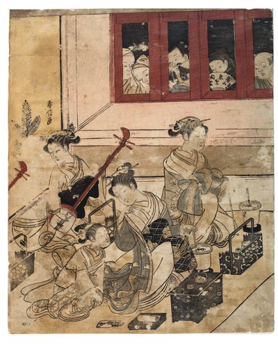 部屋の吉原の女の子4人 作： Suzuki Harunobu