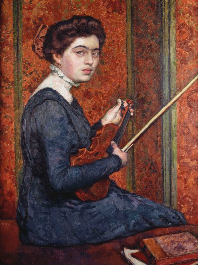 バイオリンを持つ女性 作： Théo van Rysselberghe